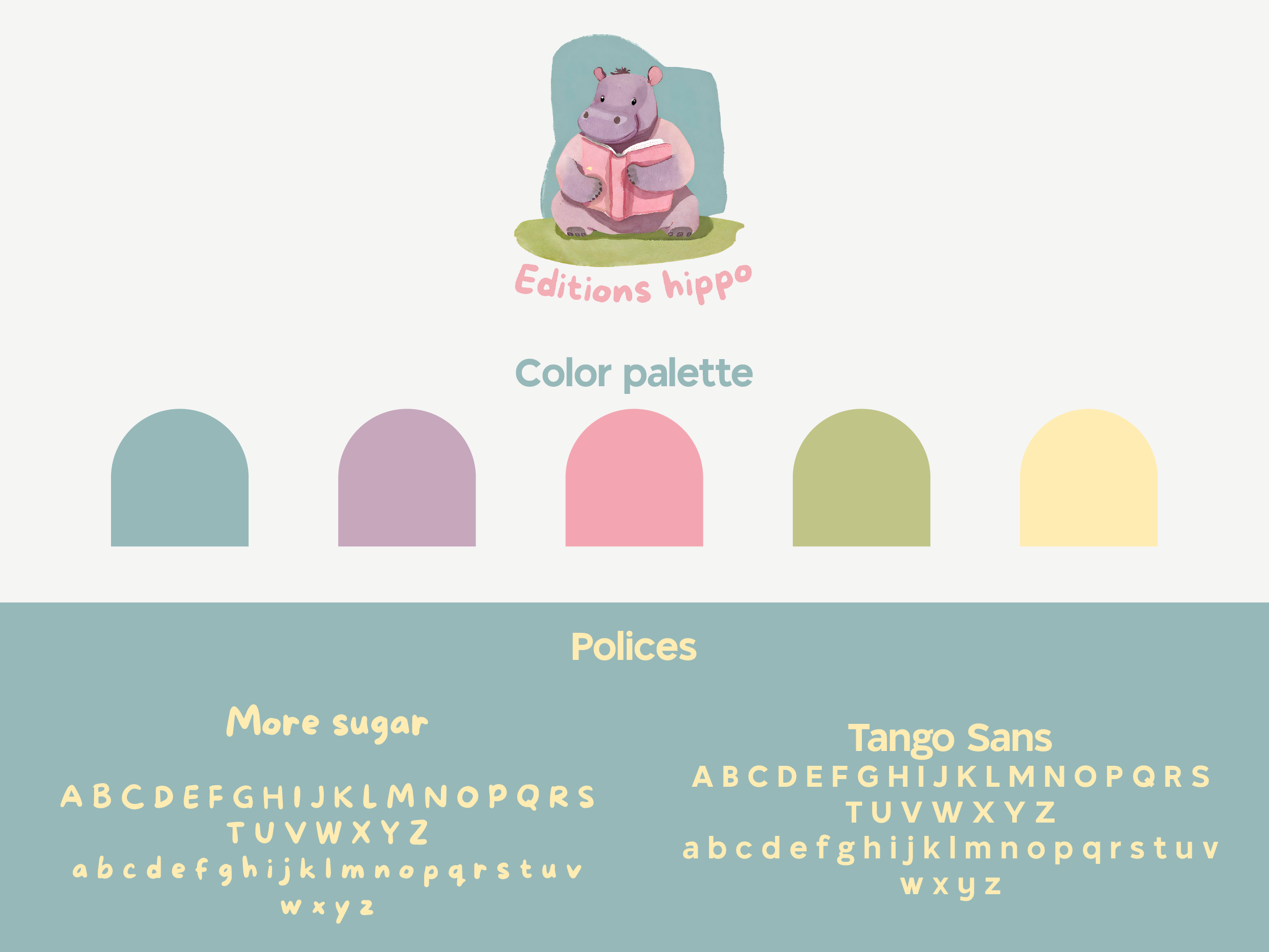 Charte graphique d'une maison d'édition s'appelant Hippo