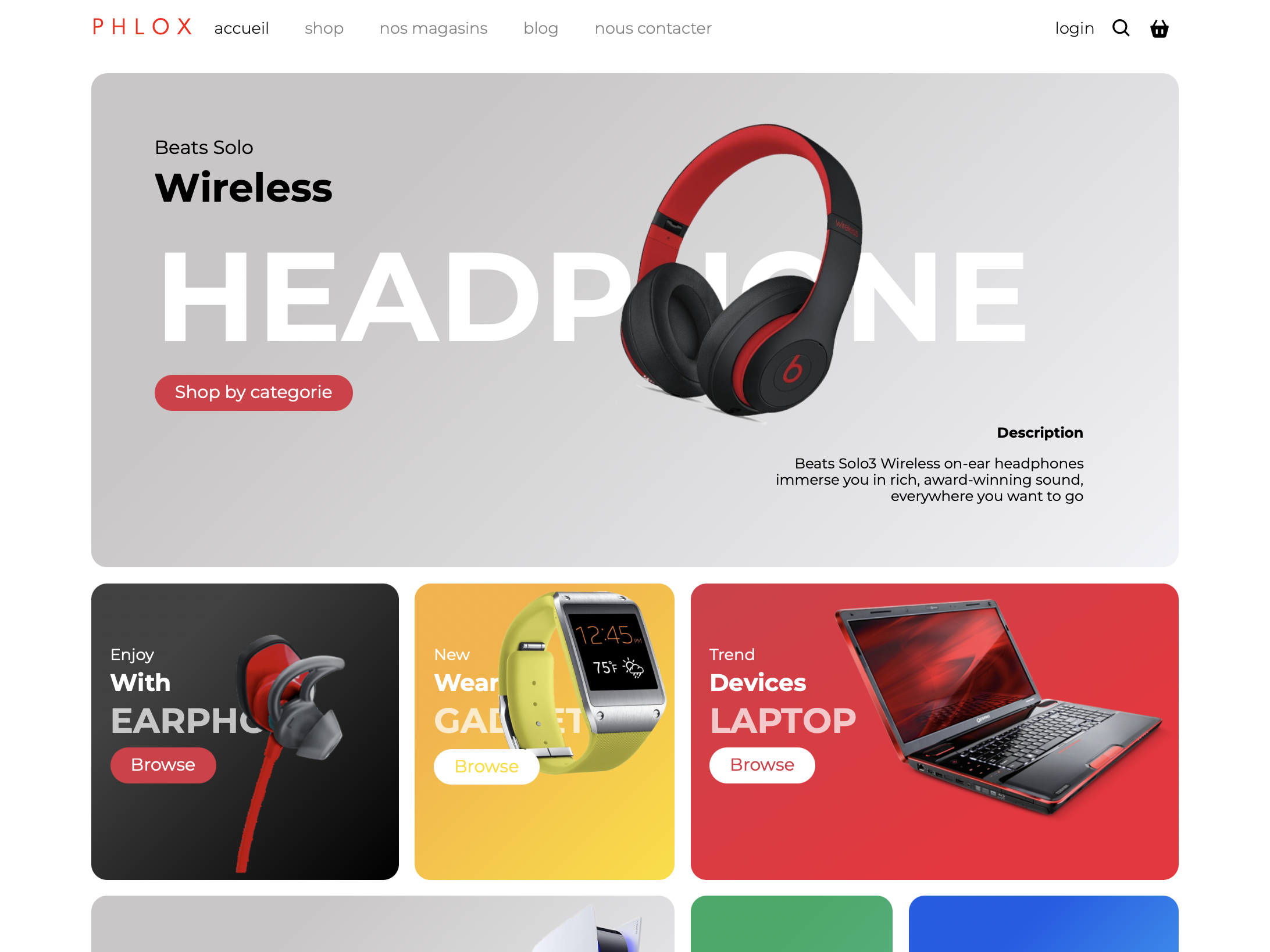capture d'écran d'un site de vente de produits tech